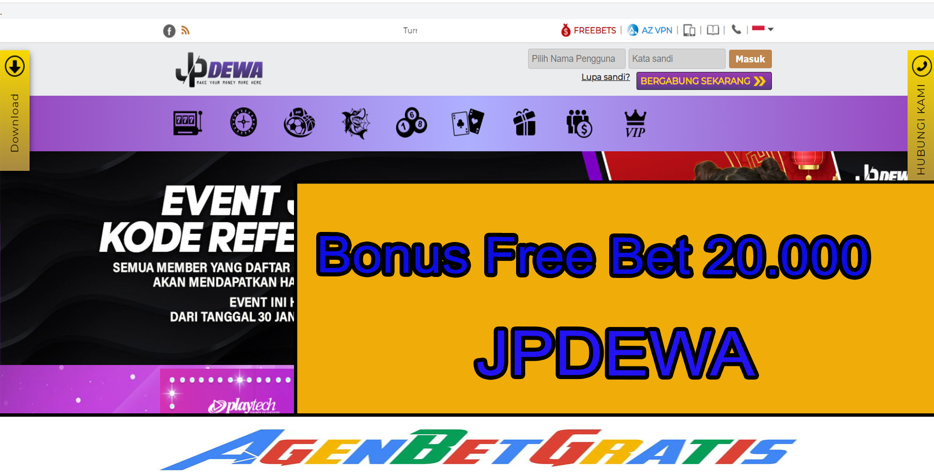 JPDEWA - Bonus FreeBet 20.000