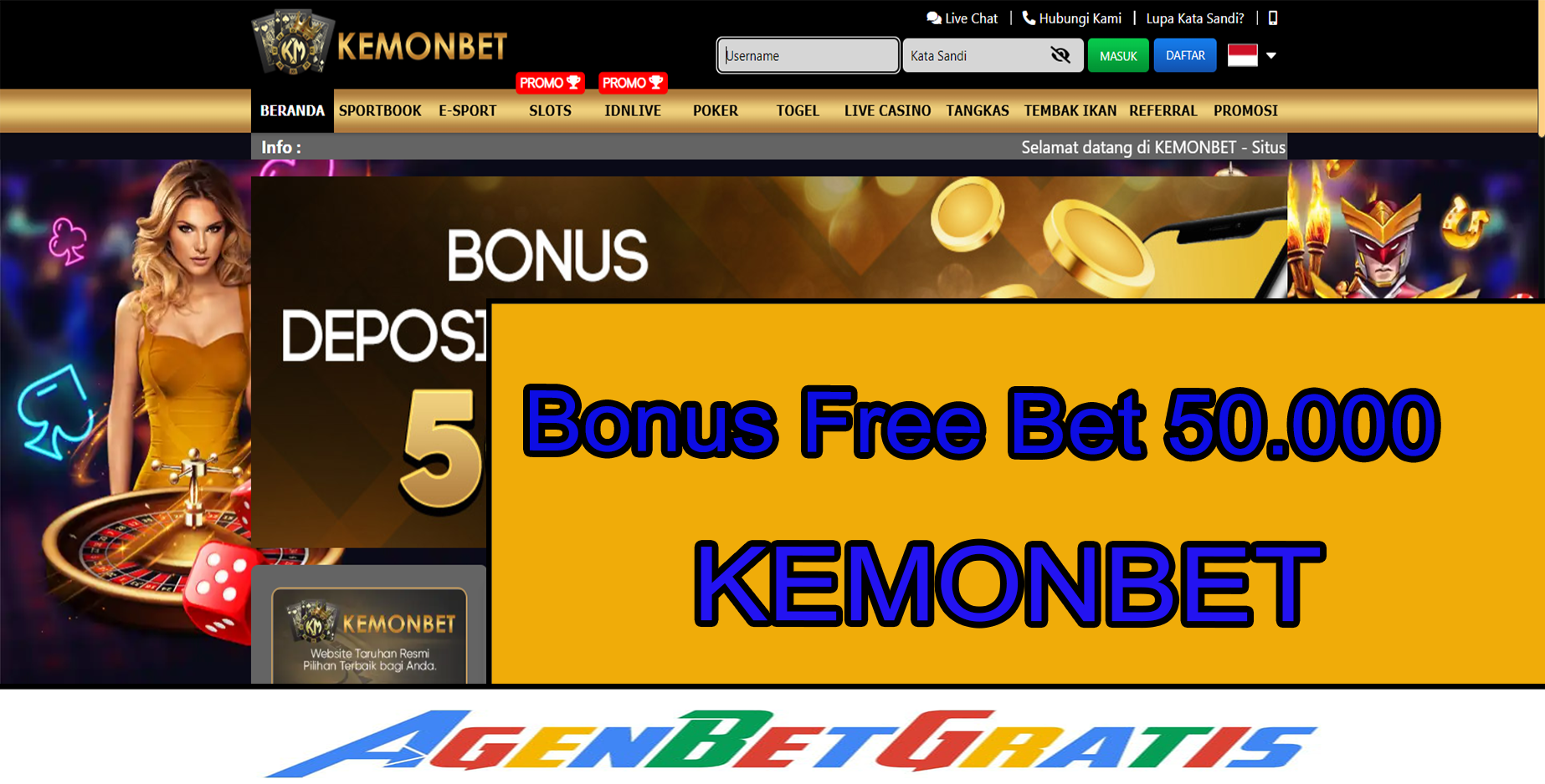 KEMONBET - Bonus FreeBet 50.000