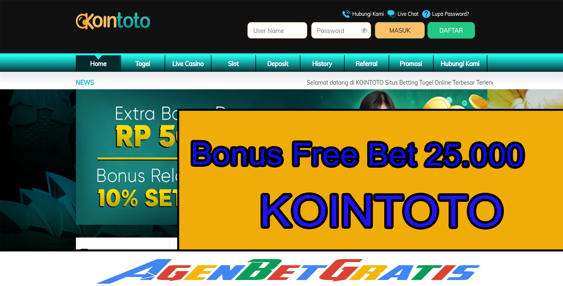 KOINTOTO - Bonus FreeBet 25.000
