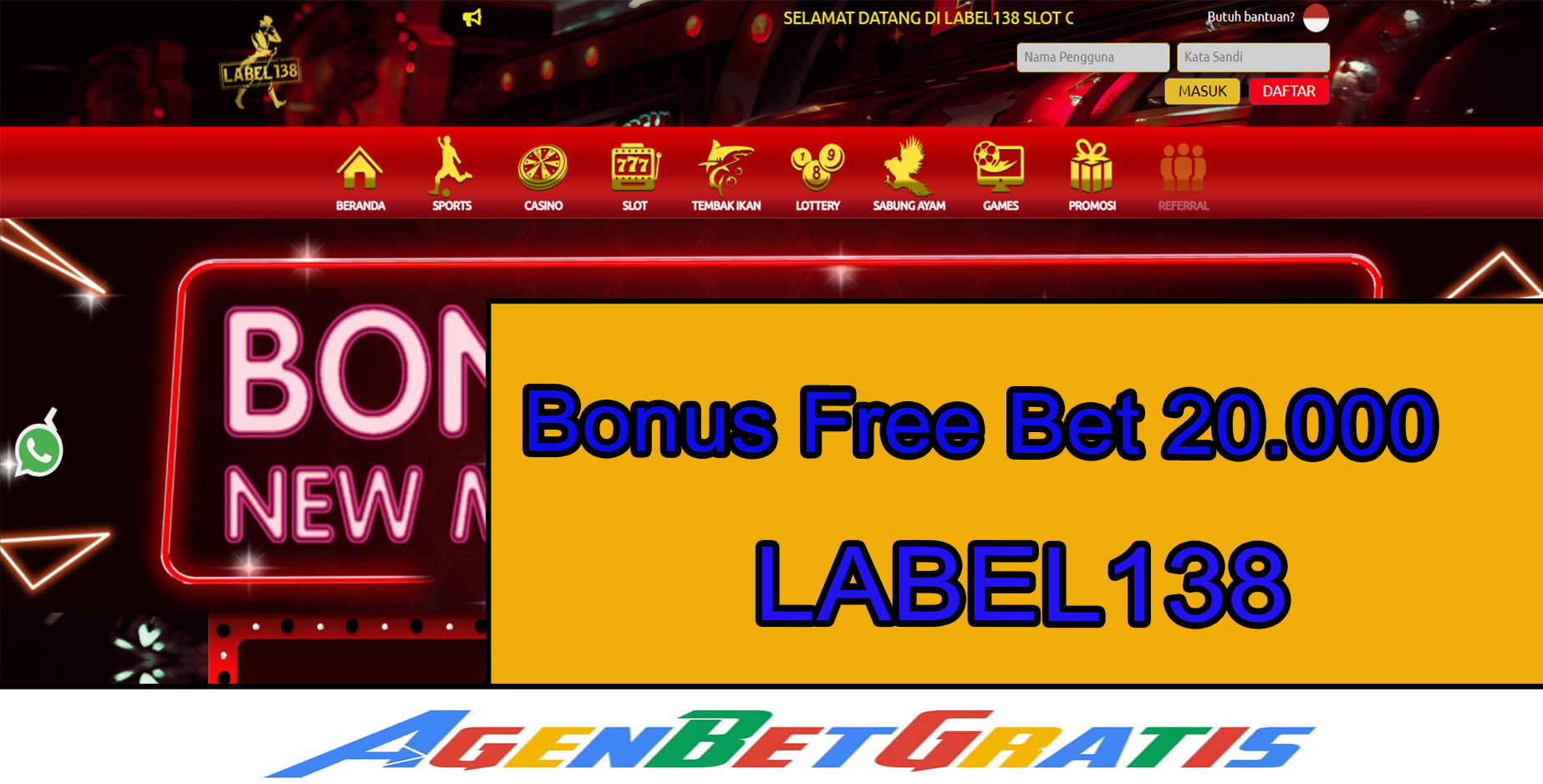 LABEL138 - Bonus FreeBet 20.000