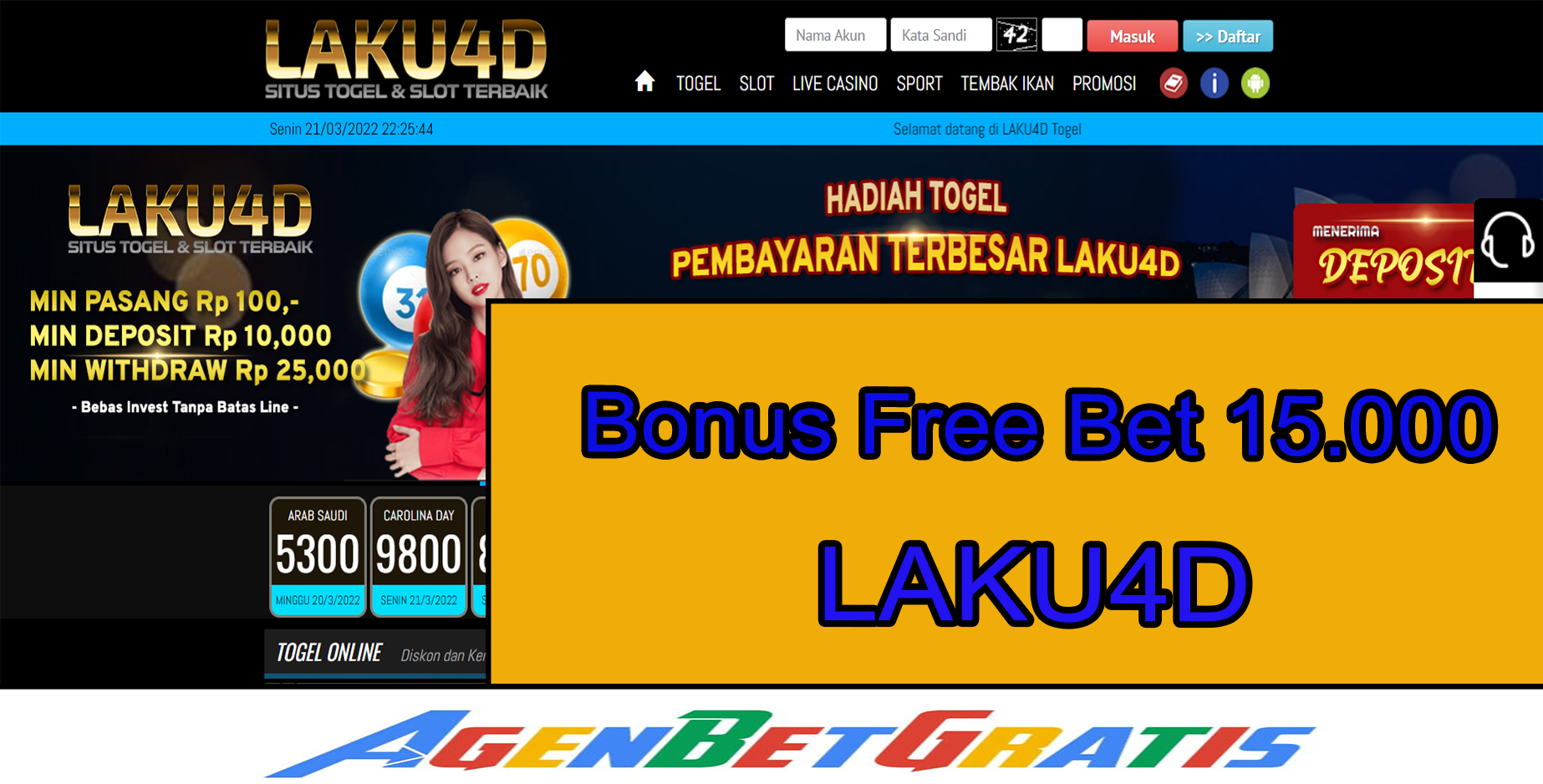 LAKU4D - Bonus FreeBet 15.000