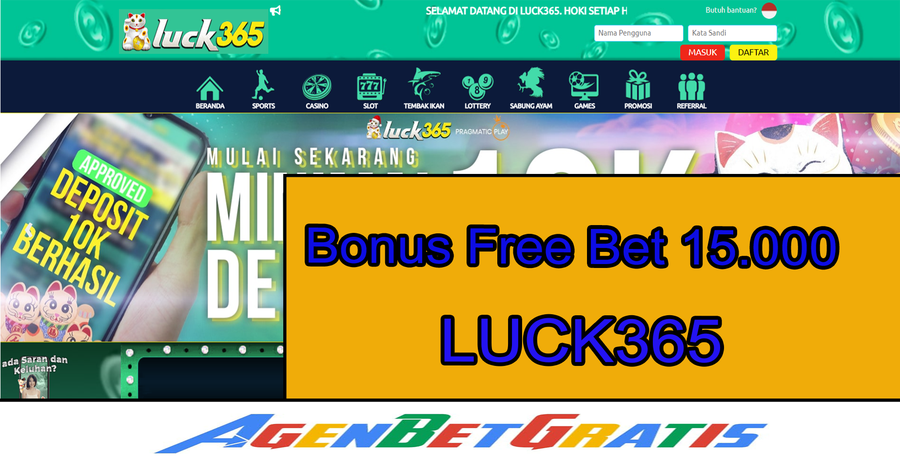 LUCK365 - Bonus FreeBet 15.000