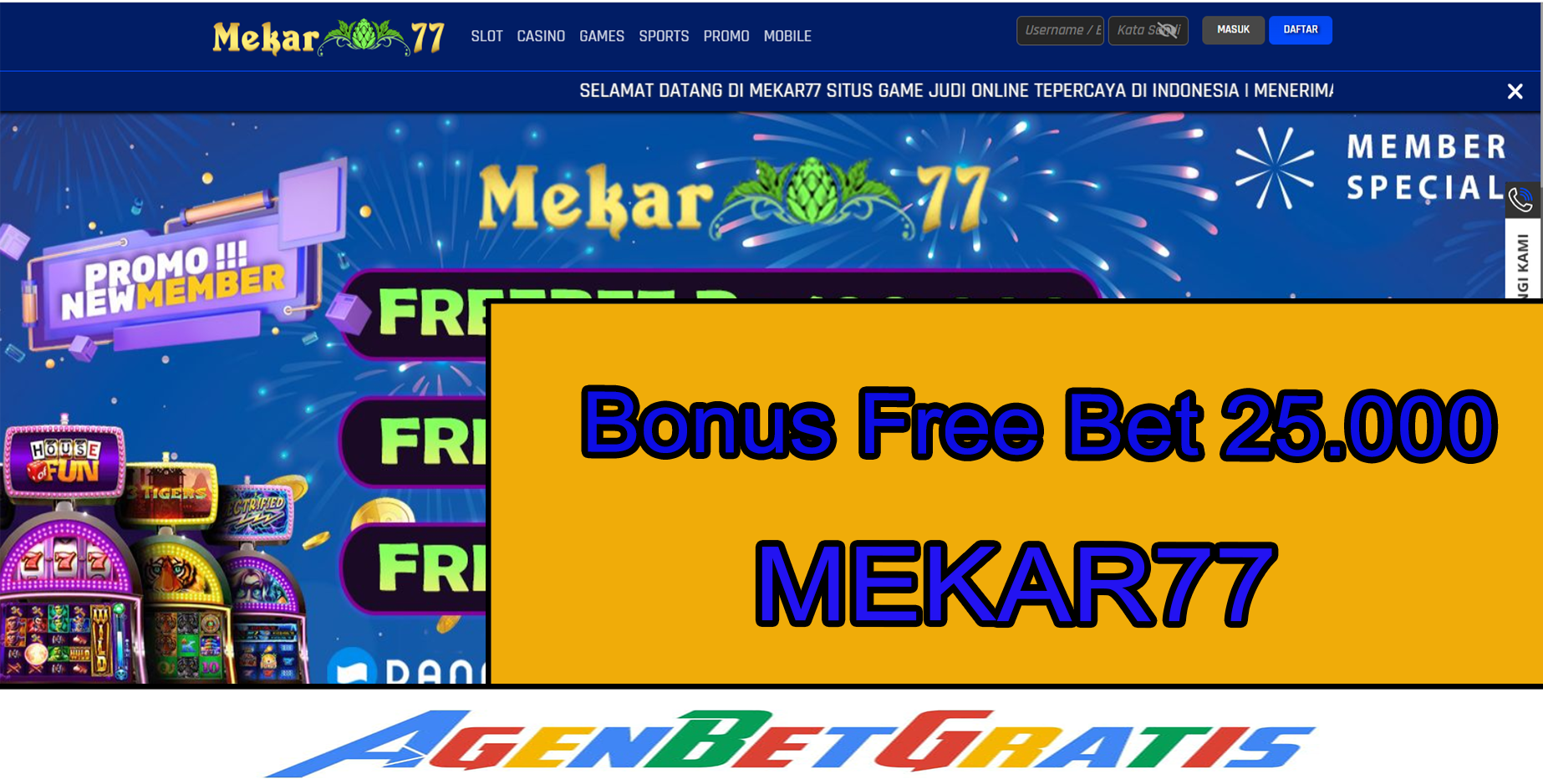 MEKAR77 - Bonus FreeBet 25.000