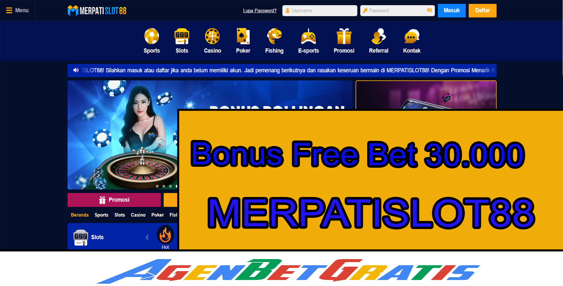 MERPATISLOT88 - Bonus FreeBet 30.000