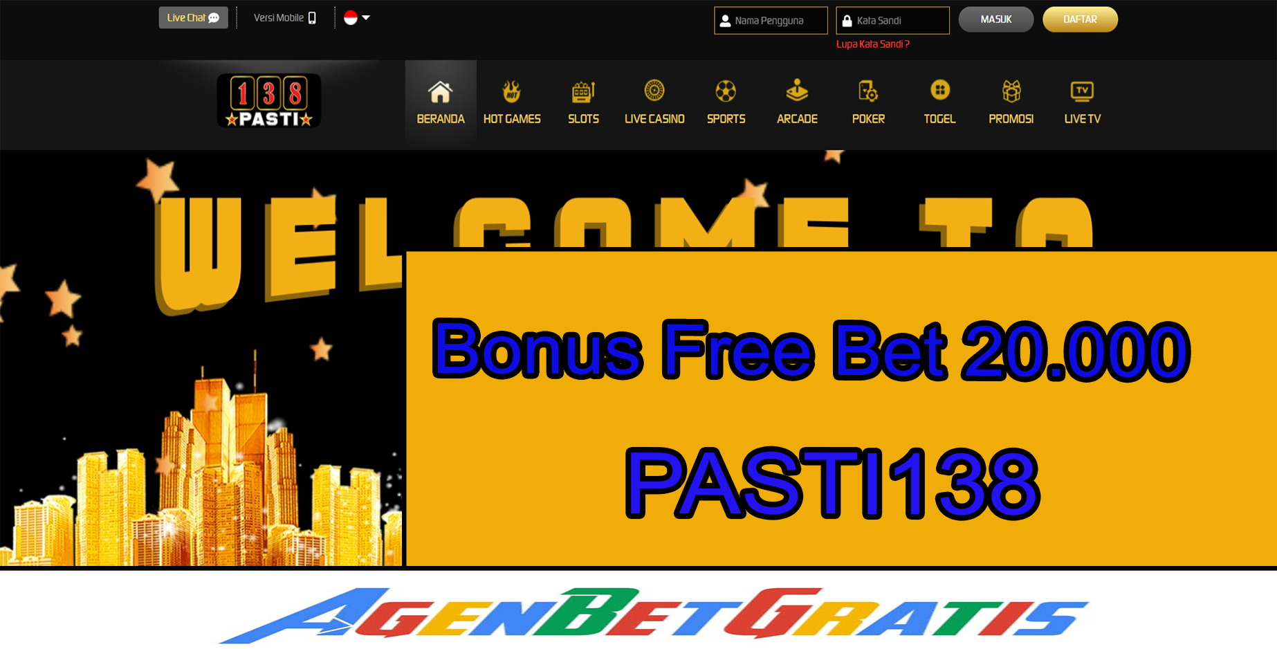 PASTI138 - Bonus FreeBet 20.000