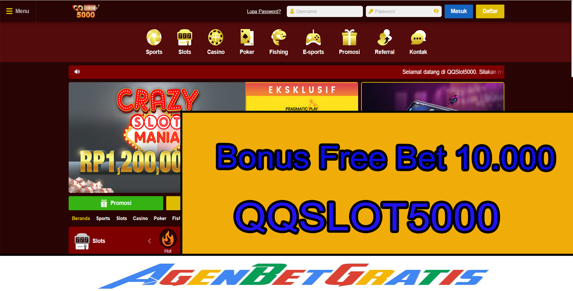 QQSLOT5000 - Bonus FreeBet 10.000