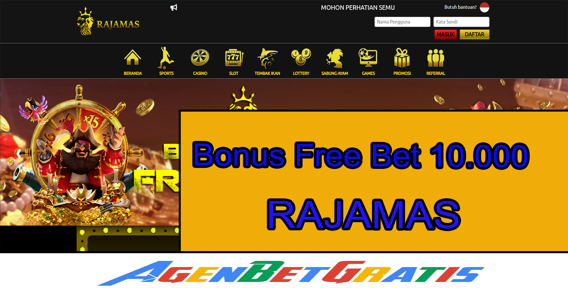 RAJAMAS - Bonus FreeBet 10.000