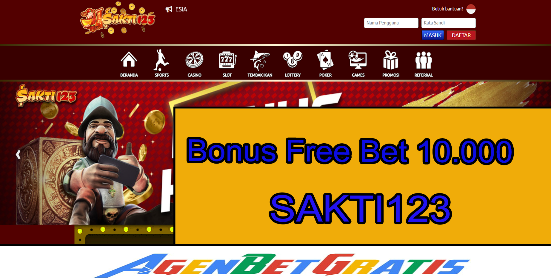SAKTI123 - Bonus FreeBet 10.000