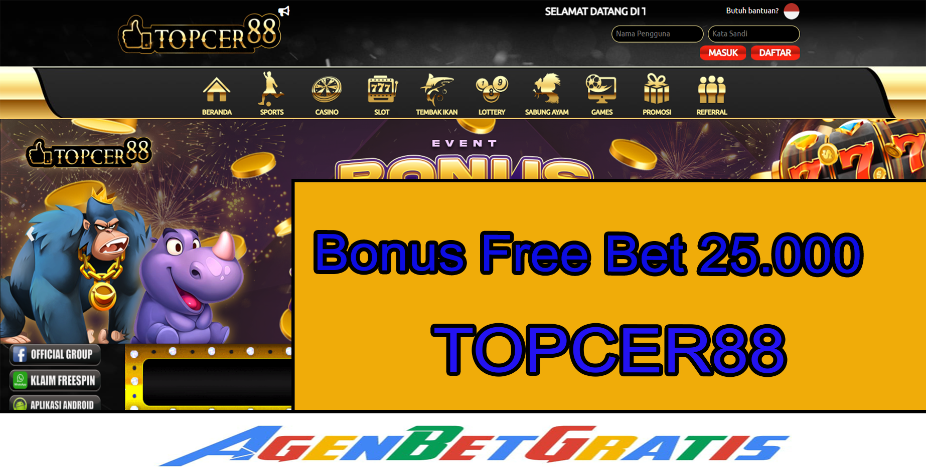 TOPCER88 - Bonus FreeBet 25.000