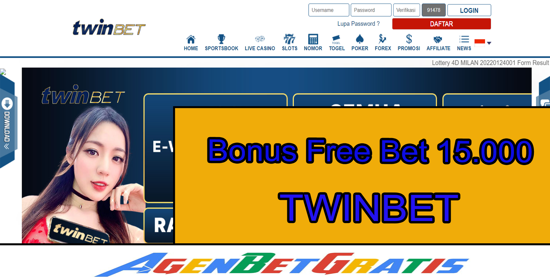 TWINBET - Bonus FreeBet 15.000