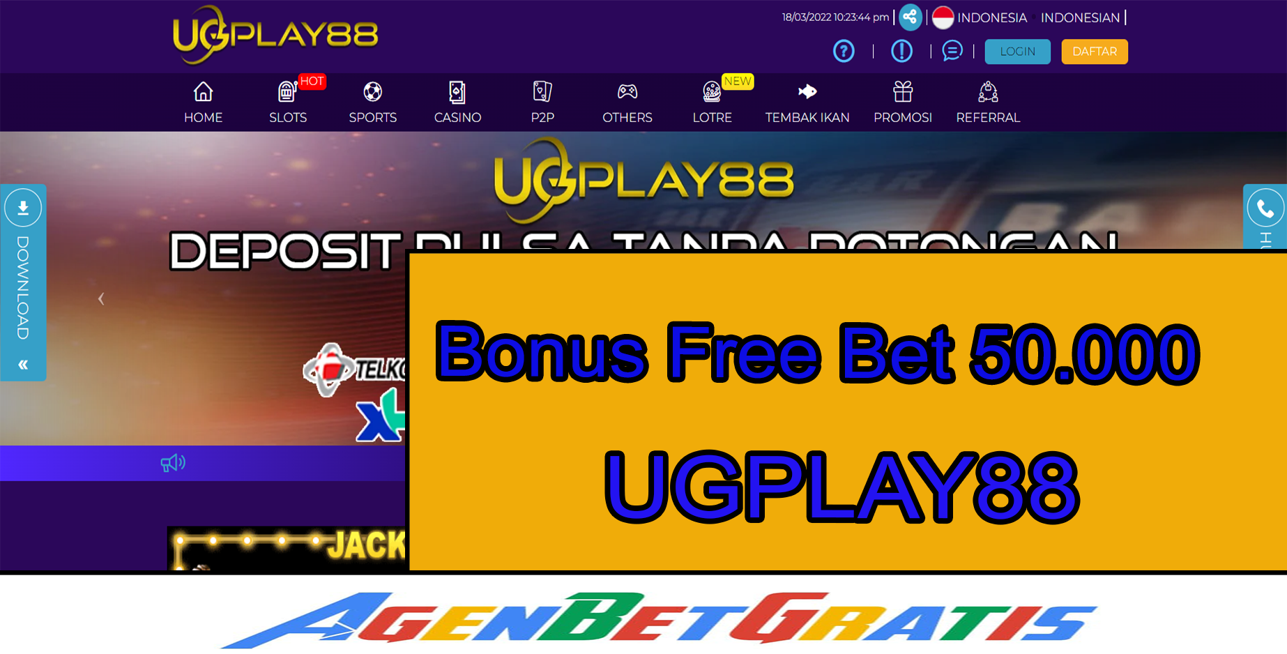 UGPLAY88 - Bonus FreeBet 50.000