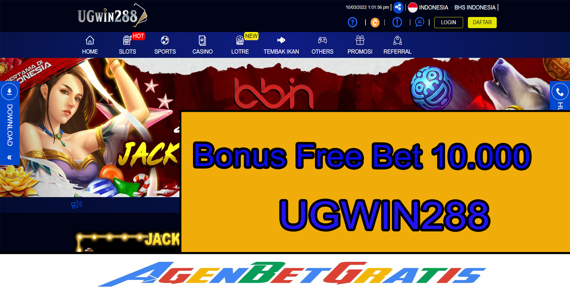 UGWIN288 - Bonus FreeBet 10.000