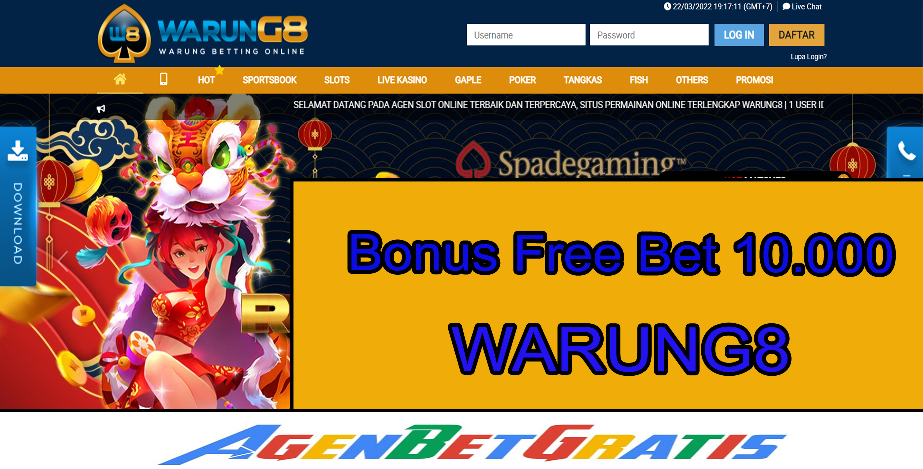 WARUNG8 - Bonus FreeBet 10.000