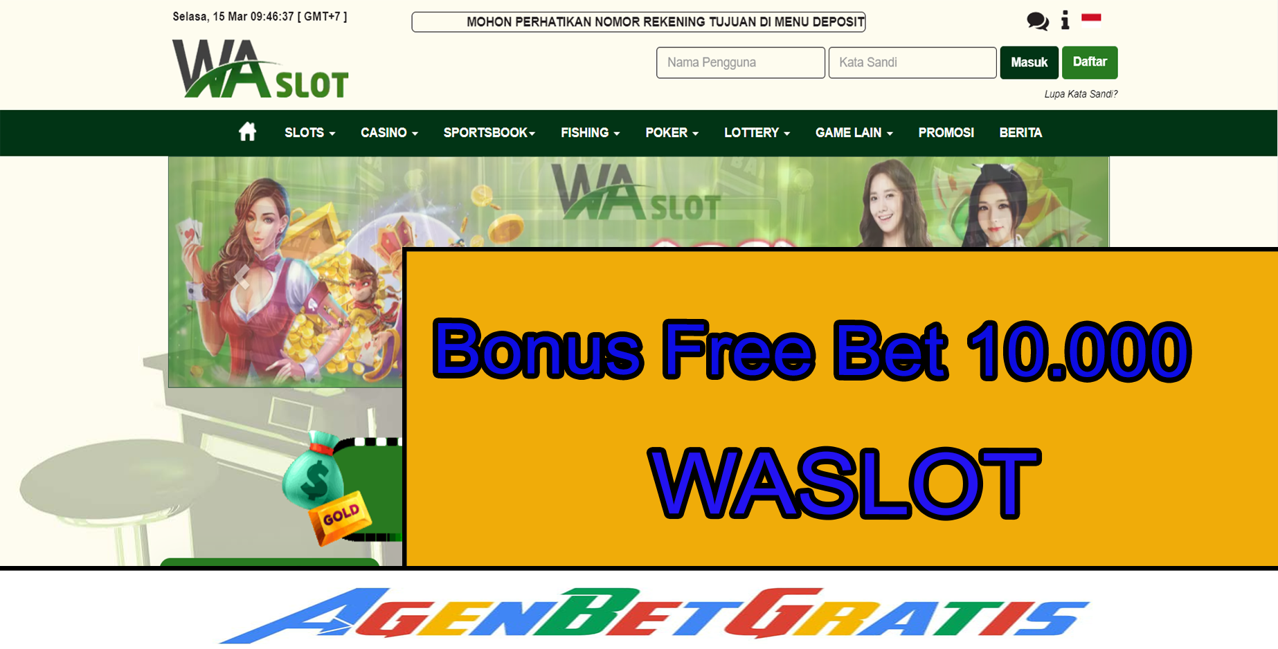 WASLOT - Bonus FreeBet 10.000