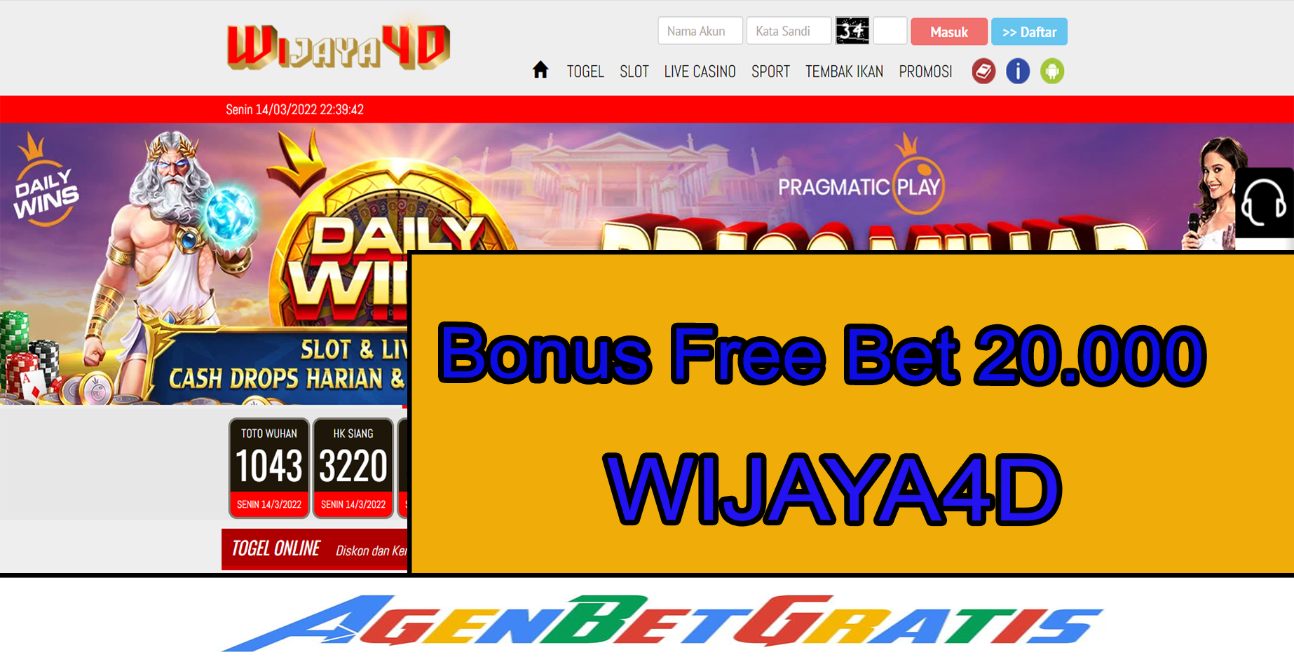 WIJAYA4D - Bonus FreeBet 20.000