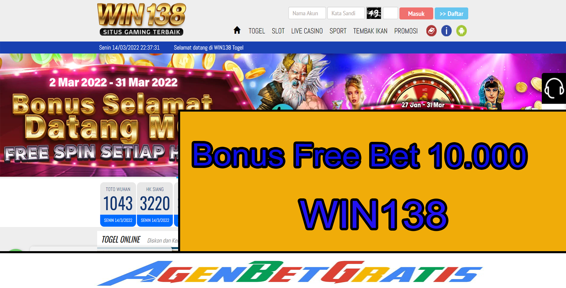 WIN138 - Bonus FreeBet 10.000