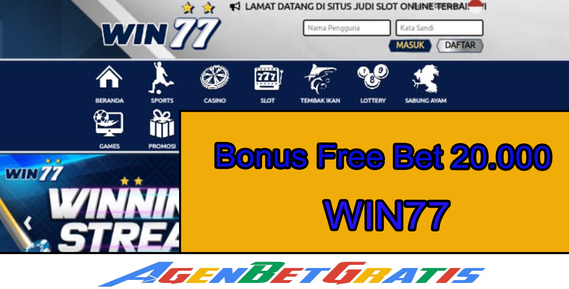 WIN77 - Bonus FreeBet 20.000