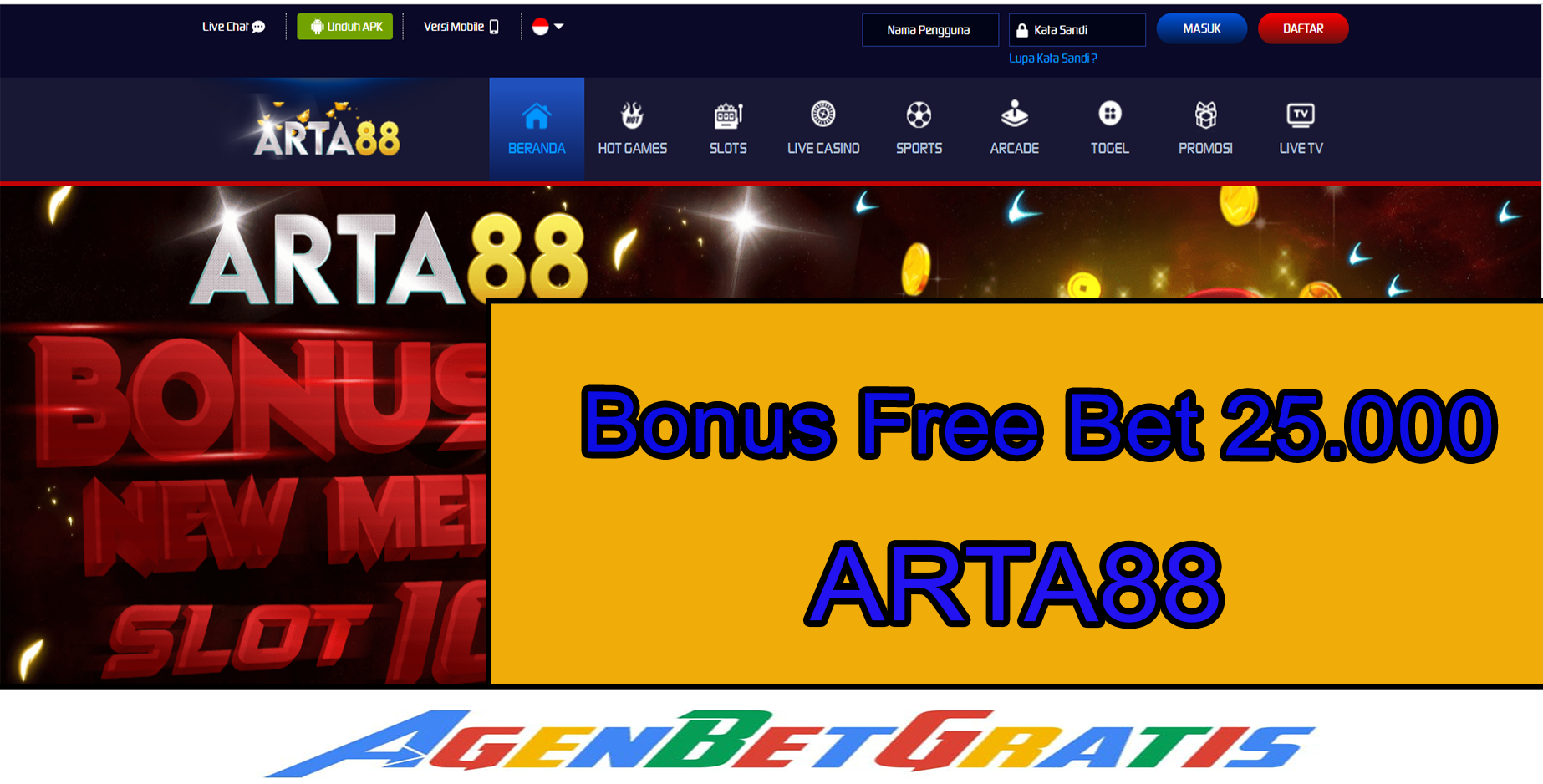 ARTA88 - Bonus FreeBet 25.000