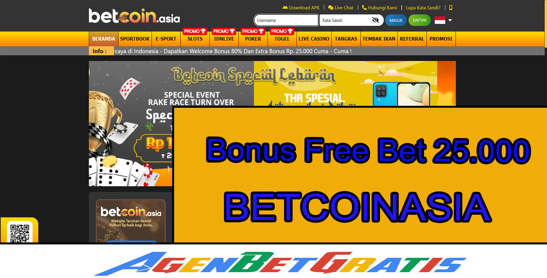 BETCOINASIA - Bonus FreeBet 25.000