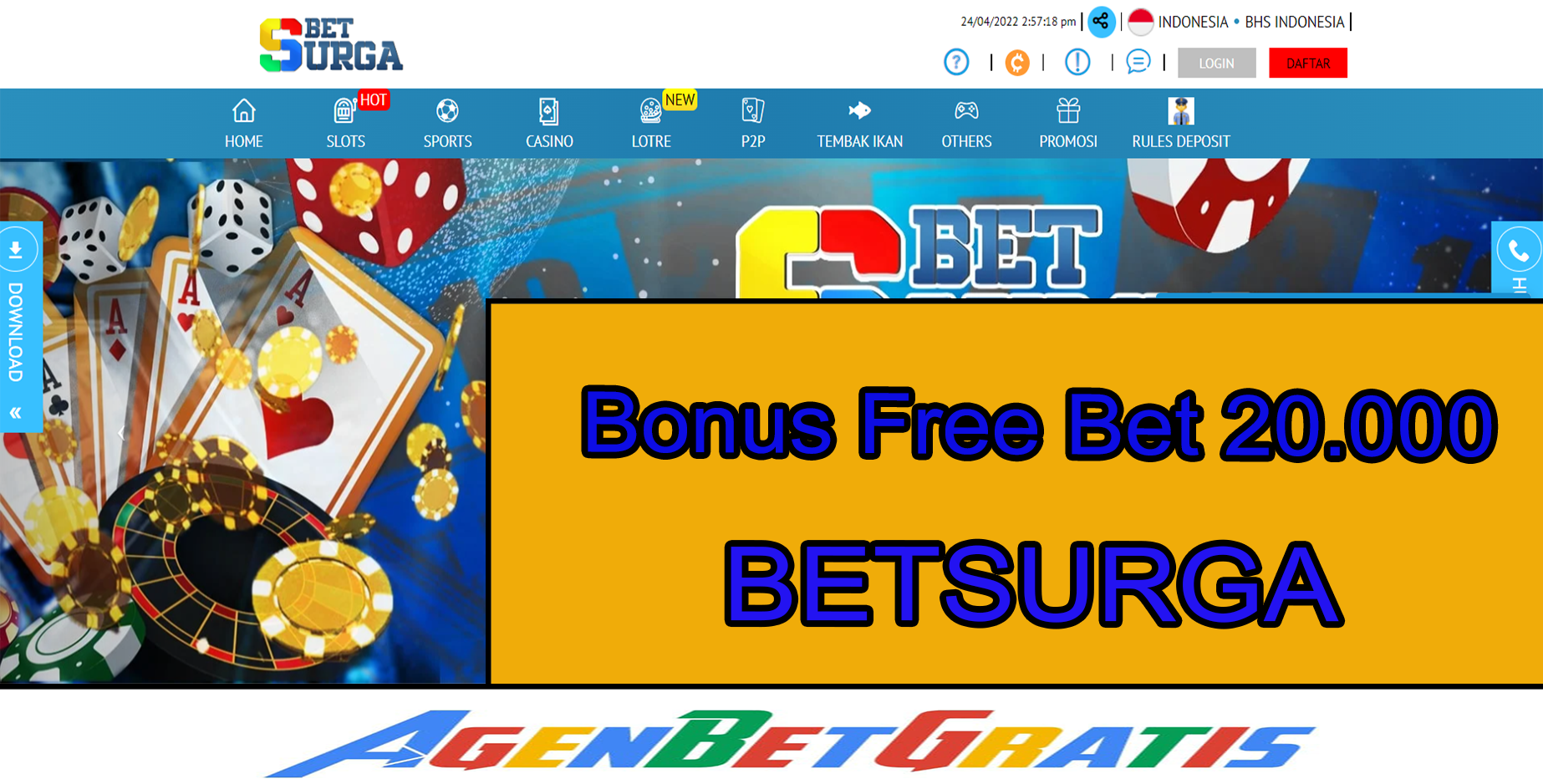 BETSURGA - Bonus FreeBet 20.000