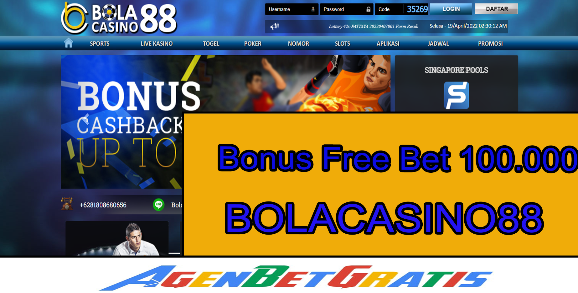 BOLACASINO88 - Bonus FreeBet 100.000