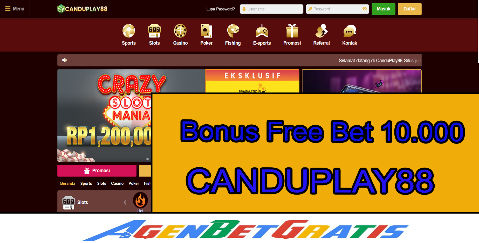 CANDUPLAY88 - Bonus FreeBet 10.000