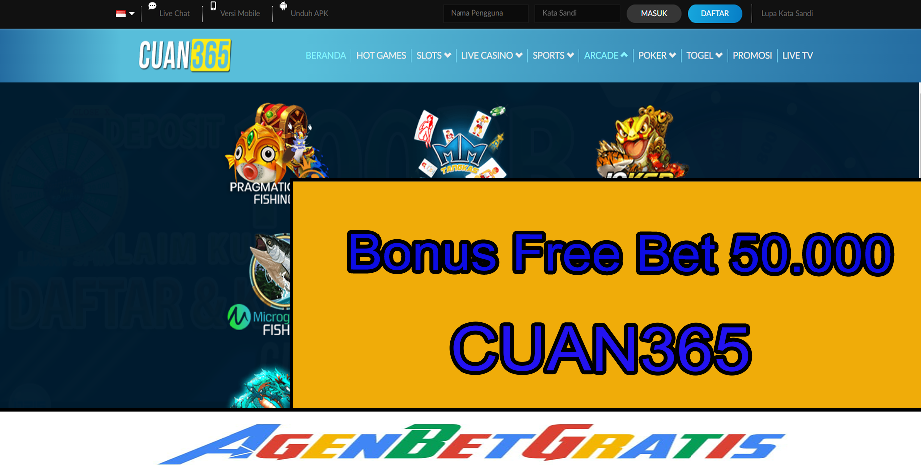 CUAN365 - Bonus FreeBet 50.000