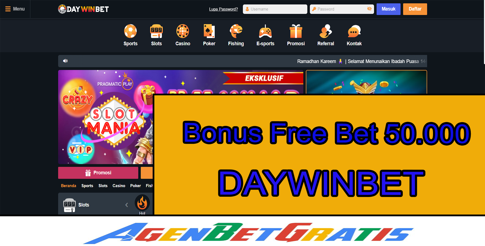 DAYWINBET - Bonus FreeBet 50.000