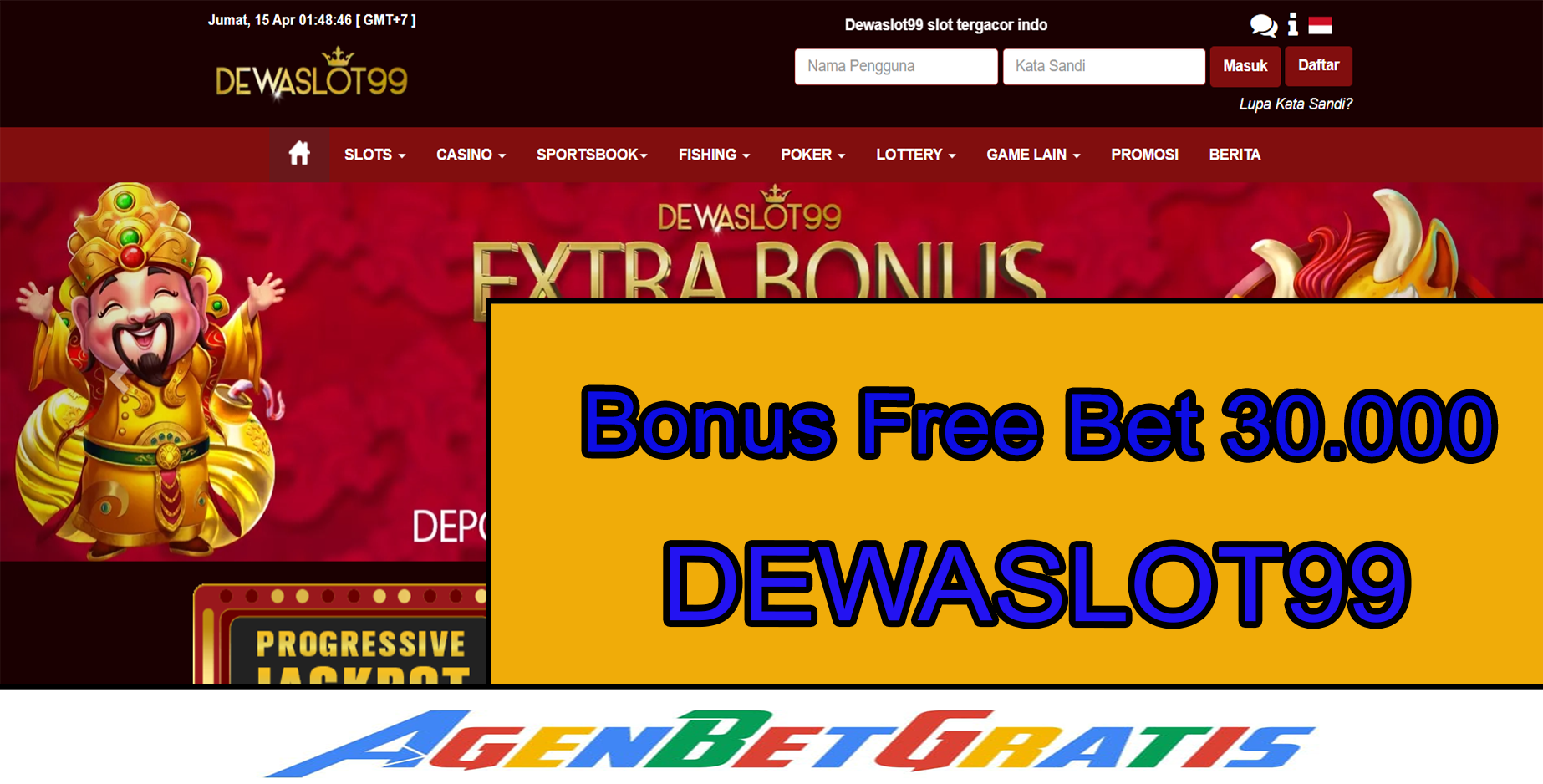 DEWASLOT99 - Bonus FreeBet 30.000