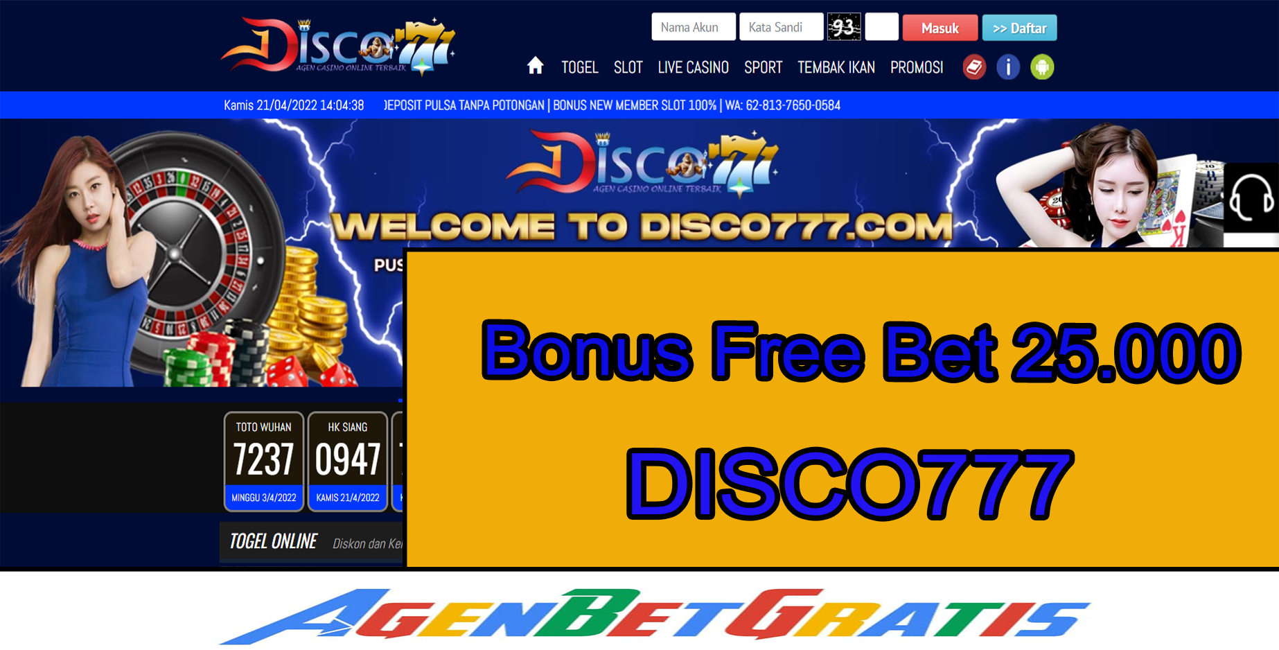 DISCO777 - Bonus FreeBet 25.000