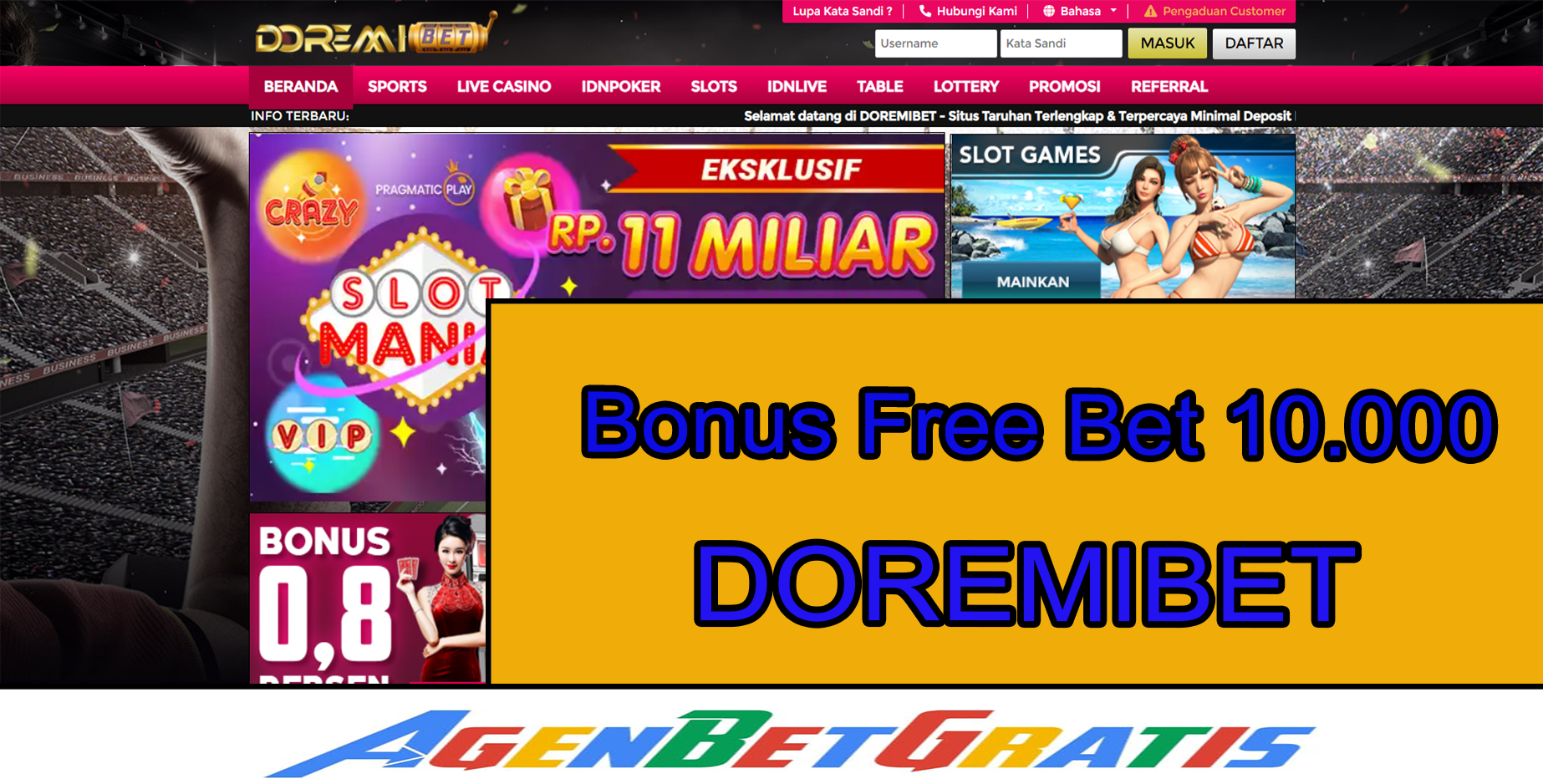 DOREMIBET - Bonus FreeBet 10.000