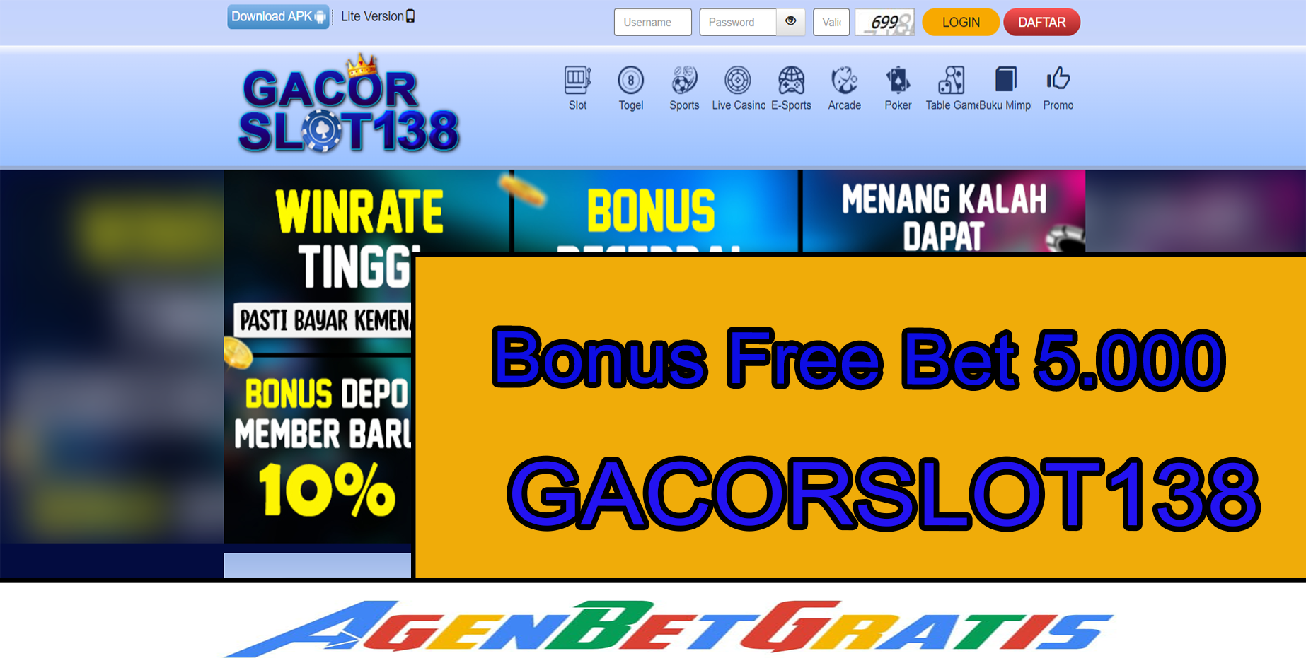 GACORSLOT138 - Bonus FreeBet 5.000