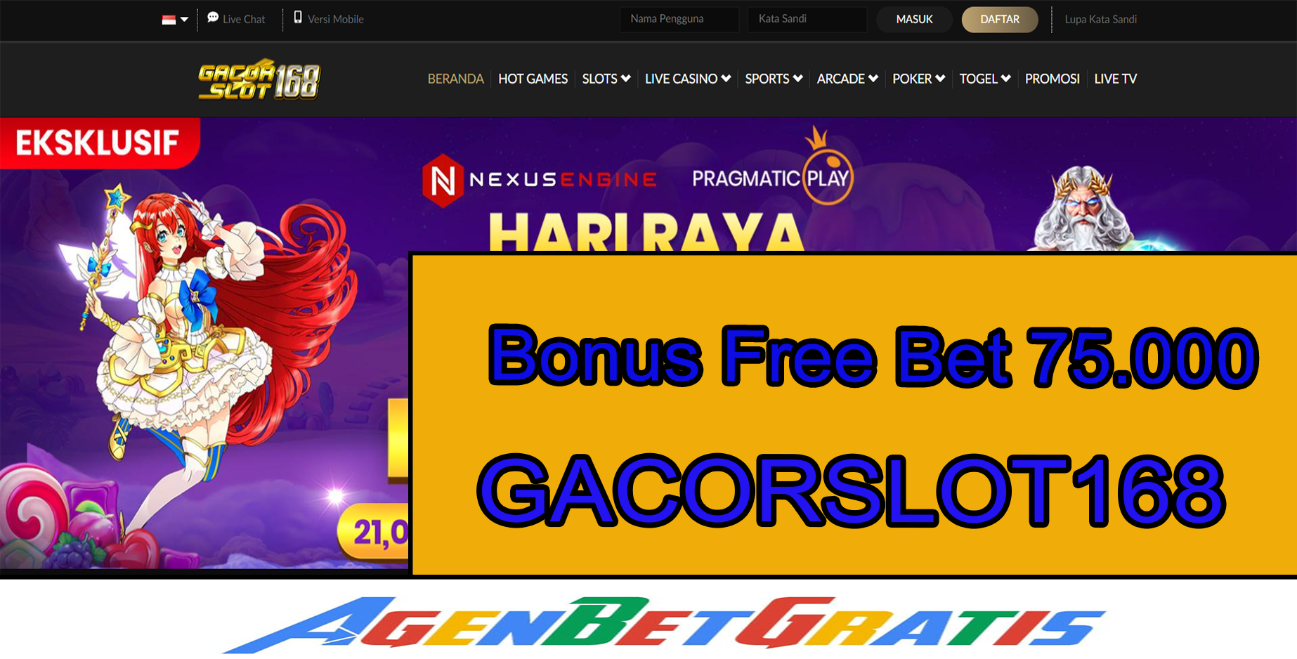 GACORSLOT168 - Bonus FreeBet 75.000