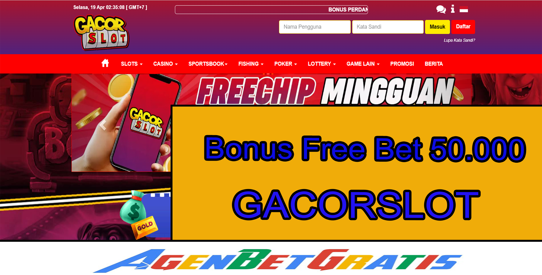 GACORSLOT - Bonus FreeBet 50.000