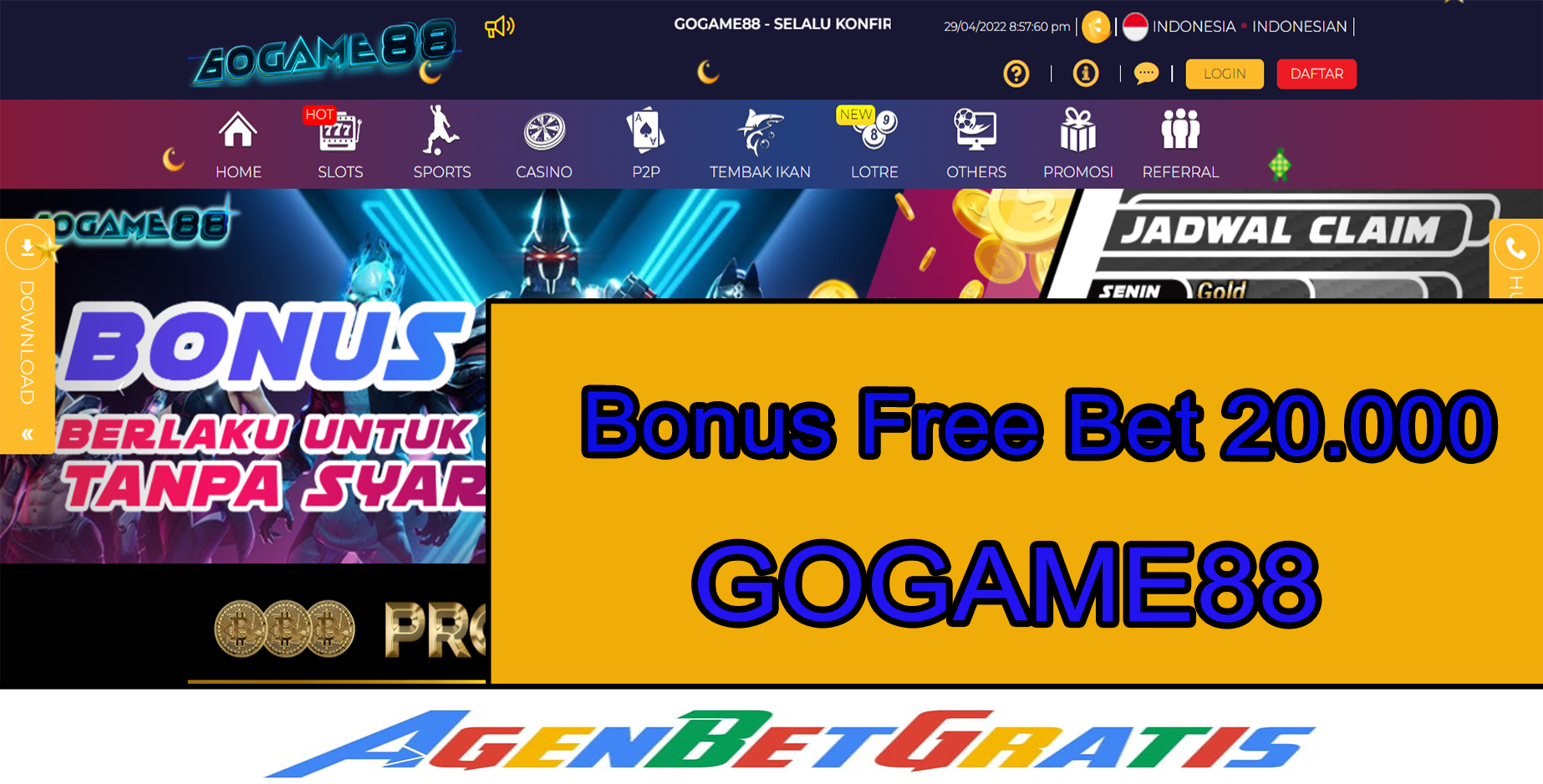 GOGAME88 - Bonus FreeBet 20.000