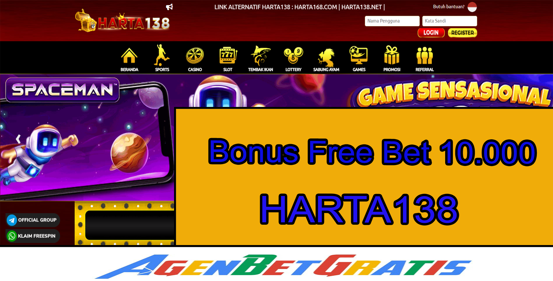 HARTA138 - Bonus FreeBet 10.000