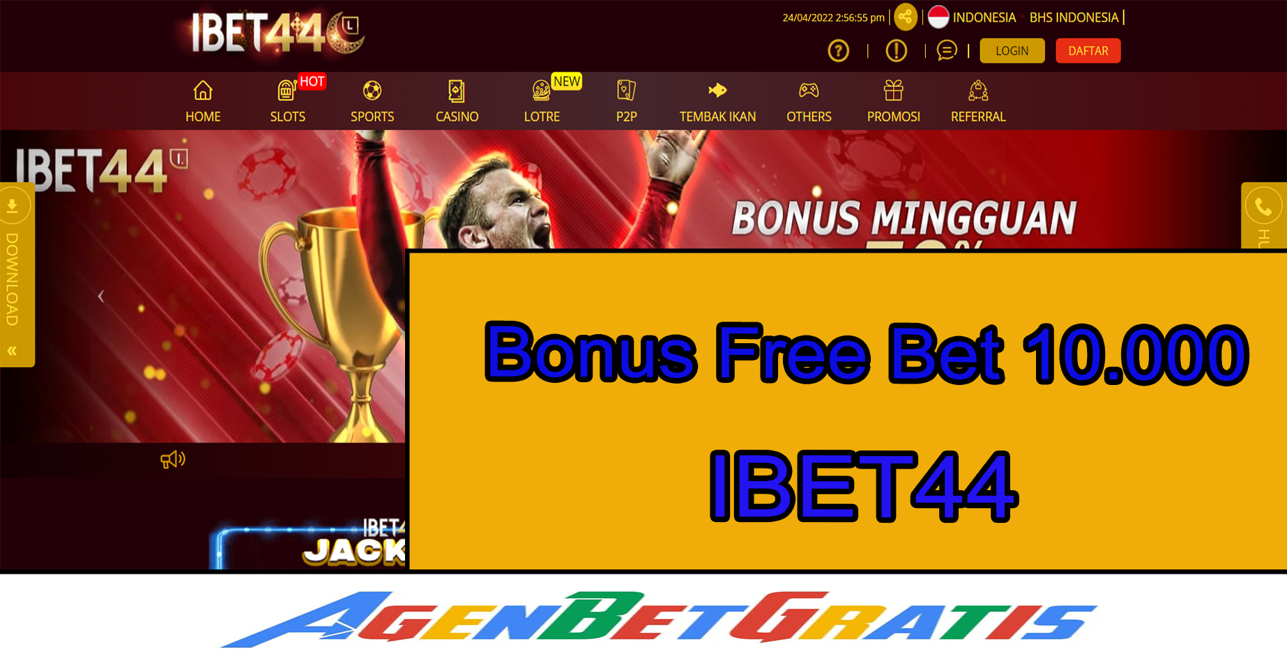 IBET44 - Bonus FreeBet 10.000