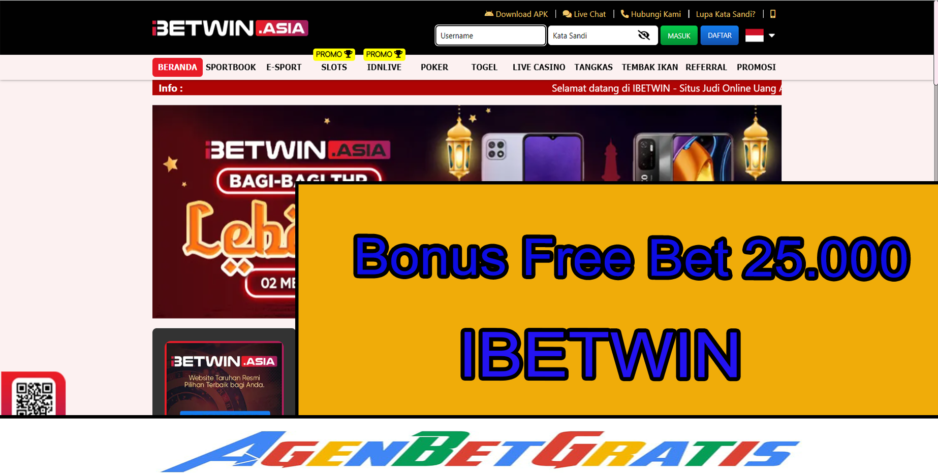 IBETWIN - Bonus FreeBet 25.000