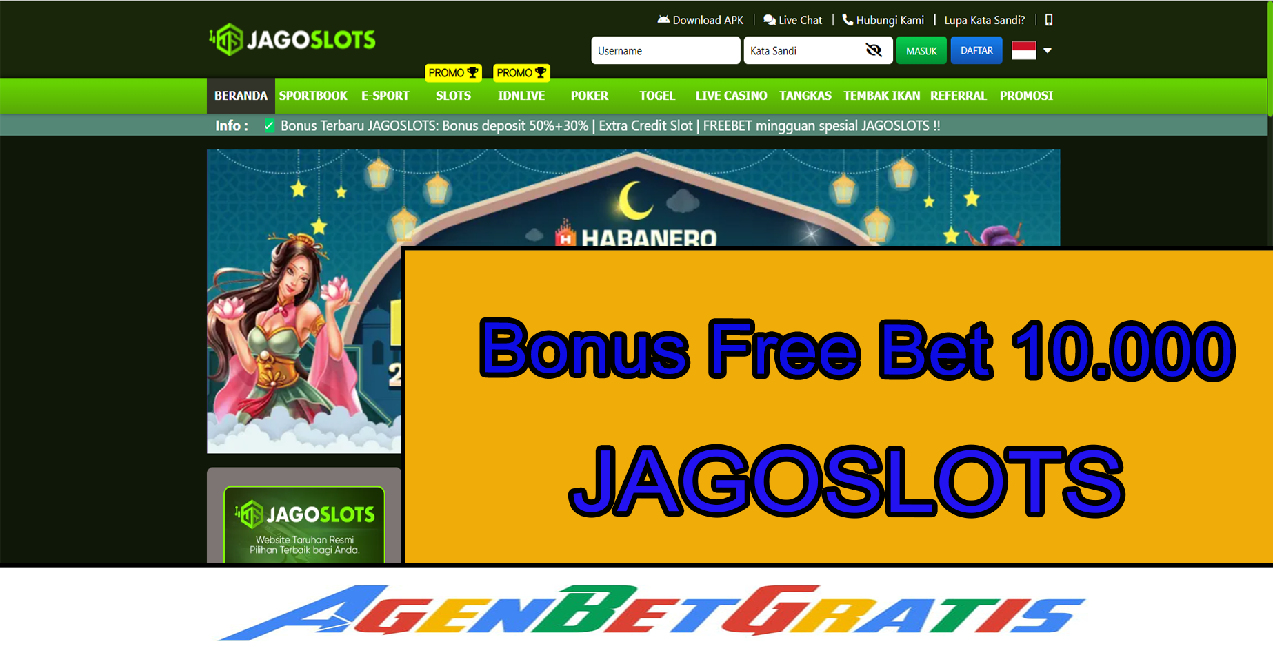 JAGOSLOTS - Bonus FreeBet 10.000