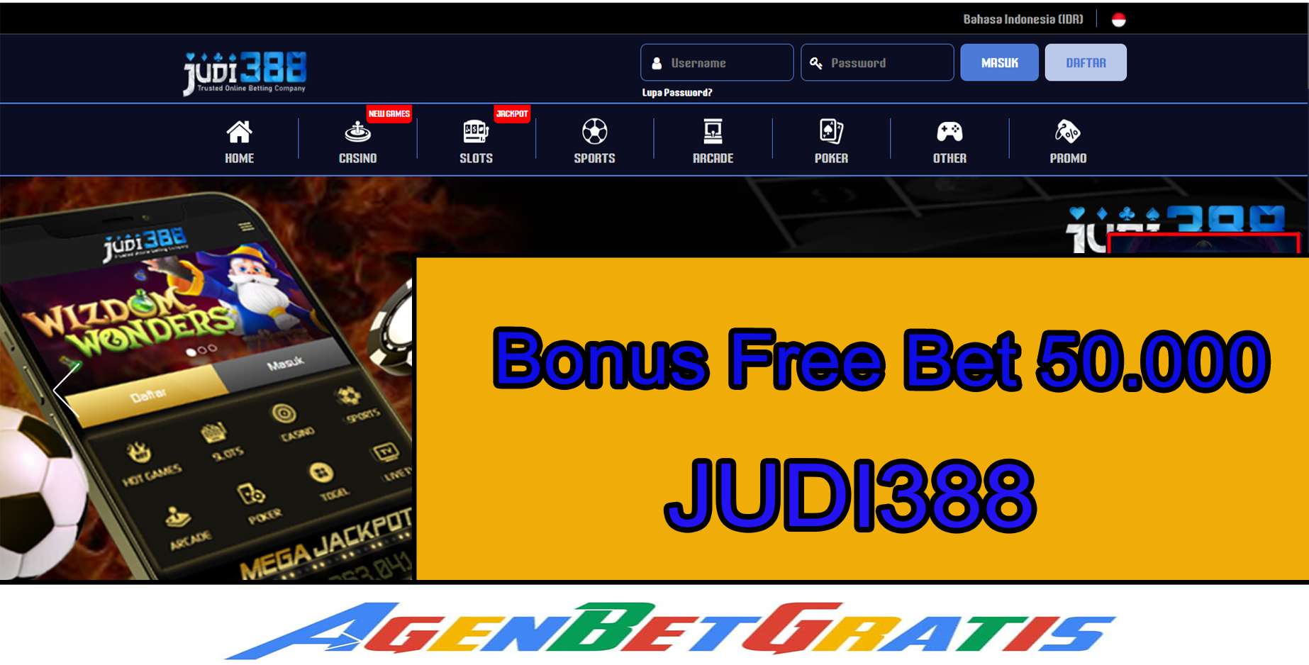 JUDI388 - Bonus FreeBet 50.000