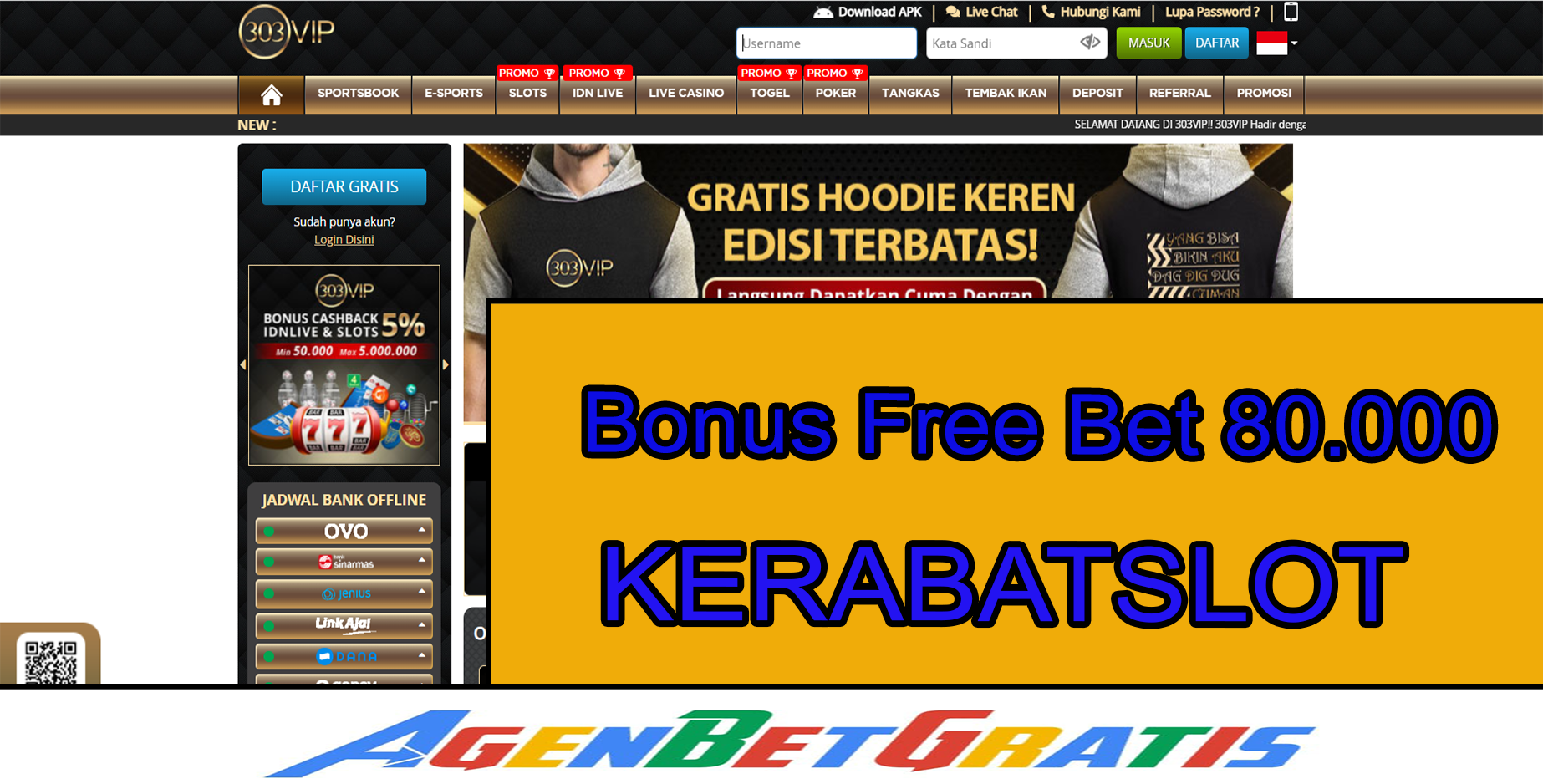 KERABATSLOT - Bonus FreeBet 80.000