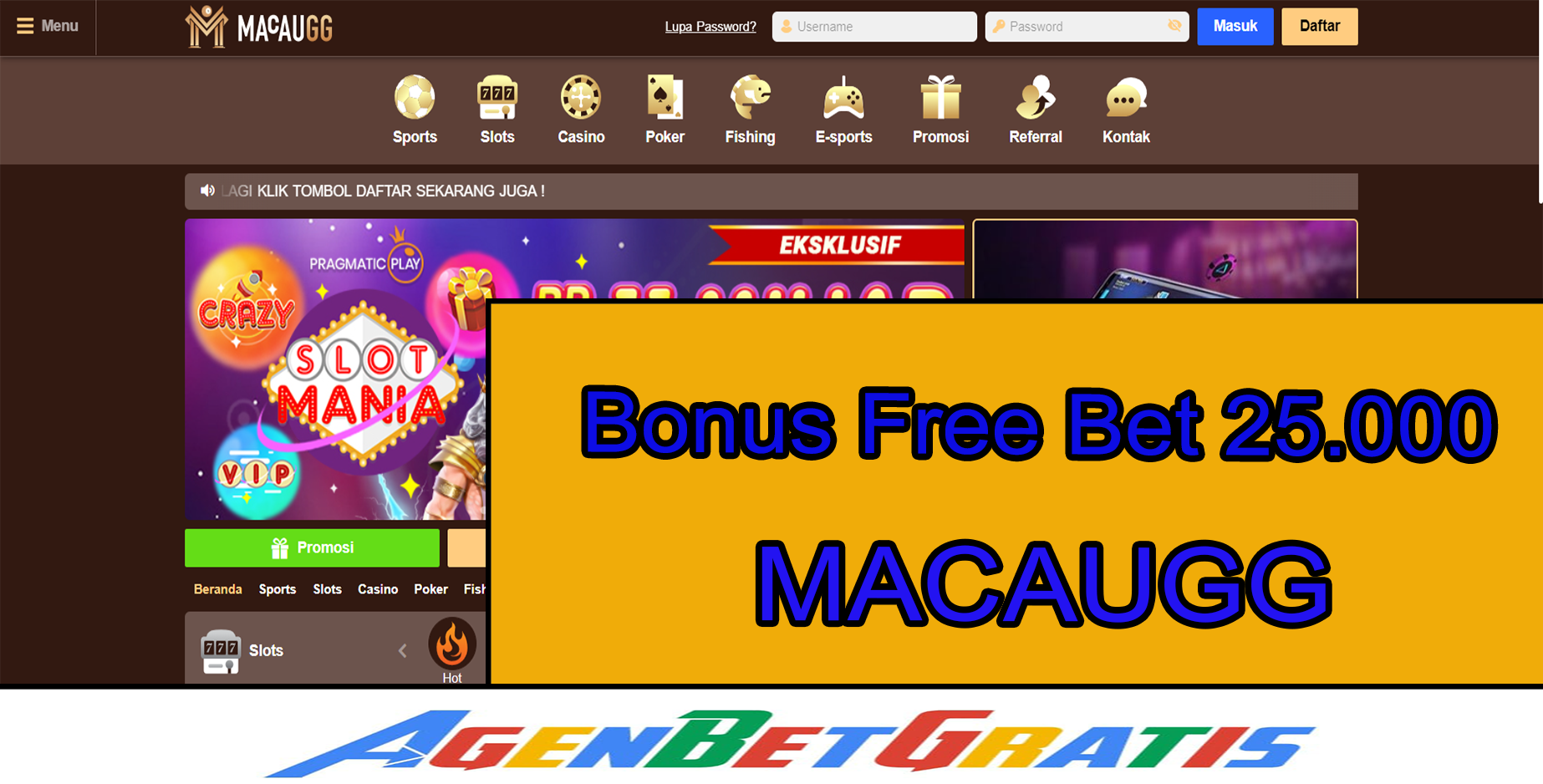 MACAUGG - Bonus FreeBet 25.000