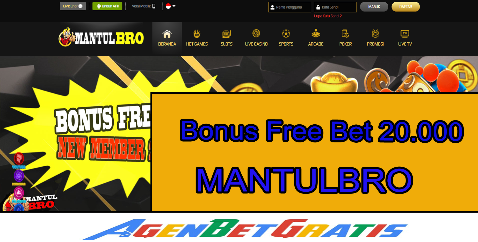 MANTULBRO - Bonus FreeBet 20.000