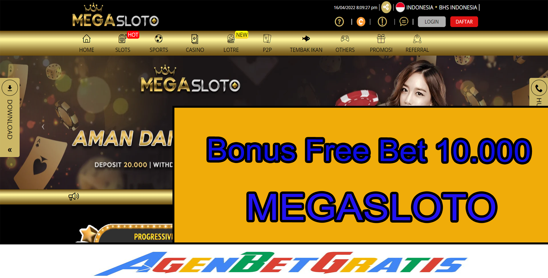 MEGASLOTO - Bonus FreeBet 10.000