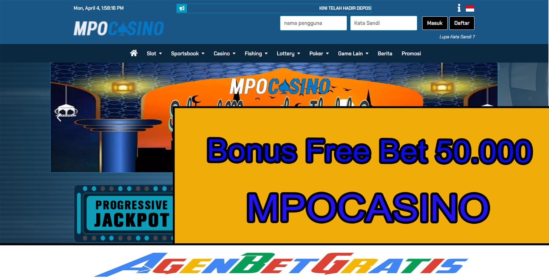 MPOCASINO - Bonus FreeBet 50.000