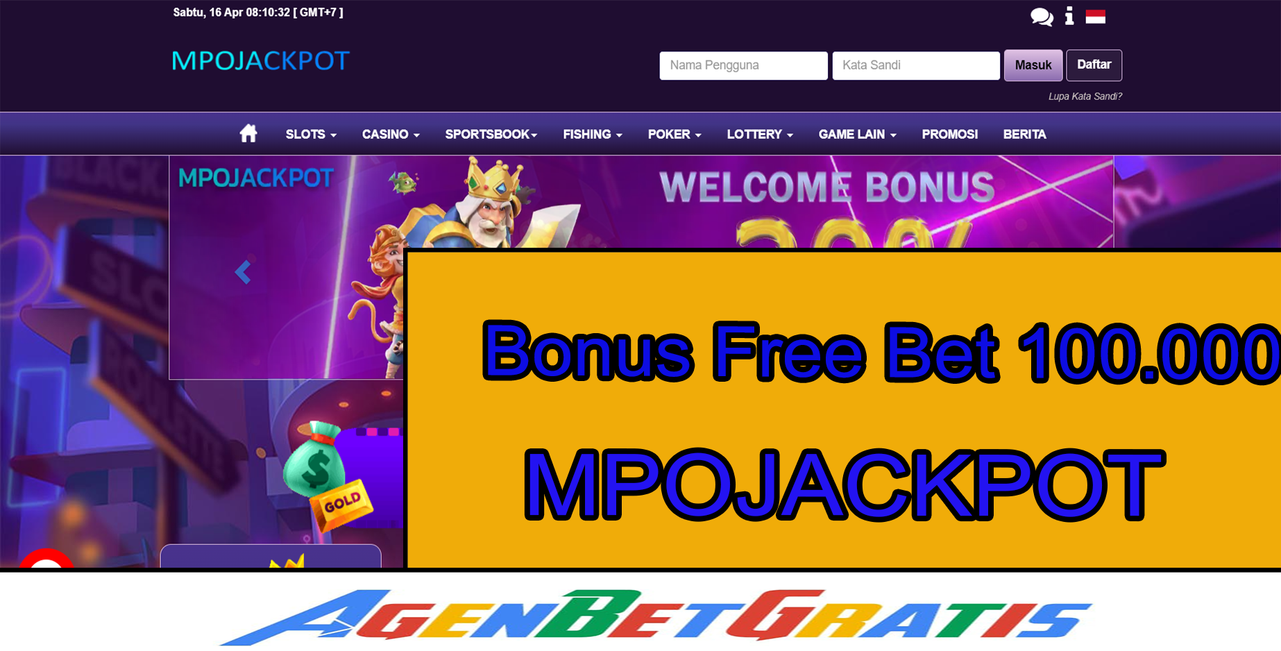 MPOJACKPOT - Bonus FreeBet 100.000