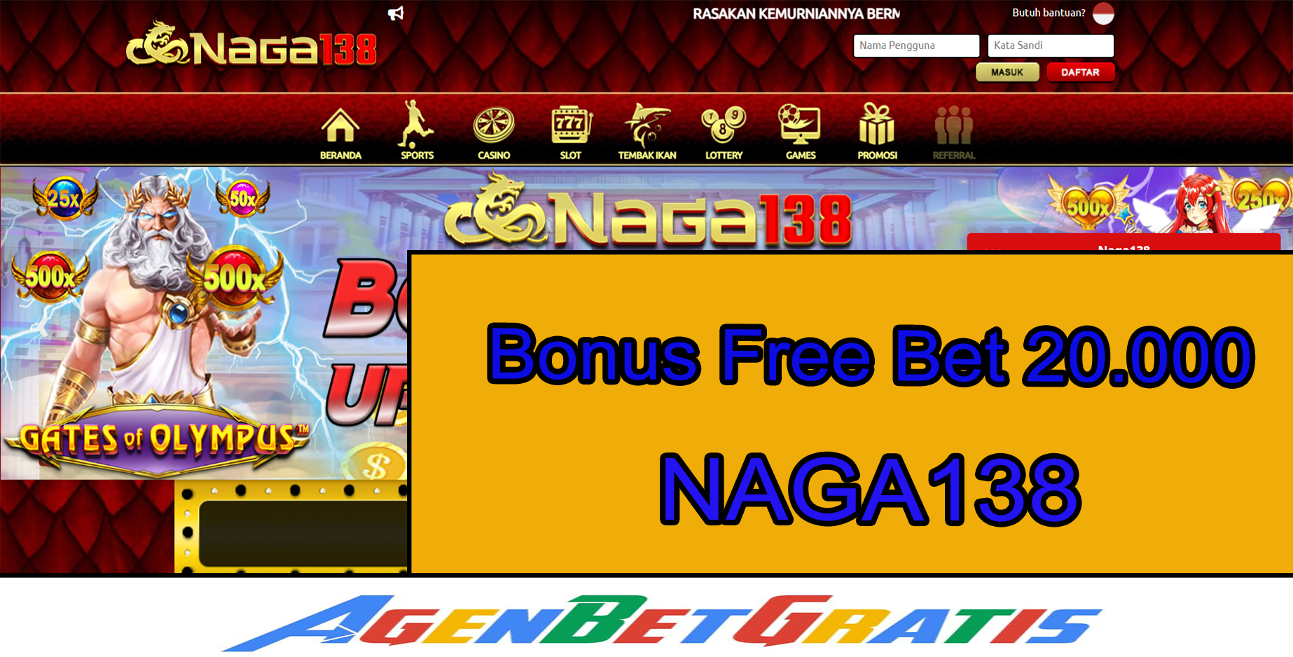 NAGA138 - Bonus FreeBet 20.000