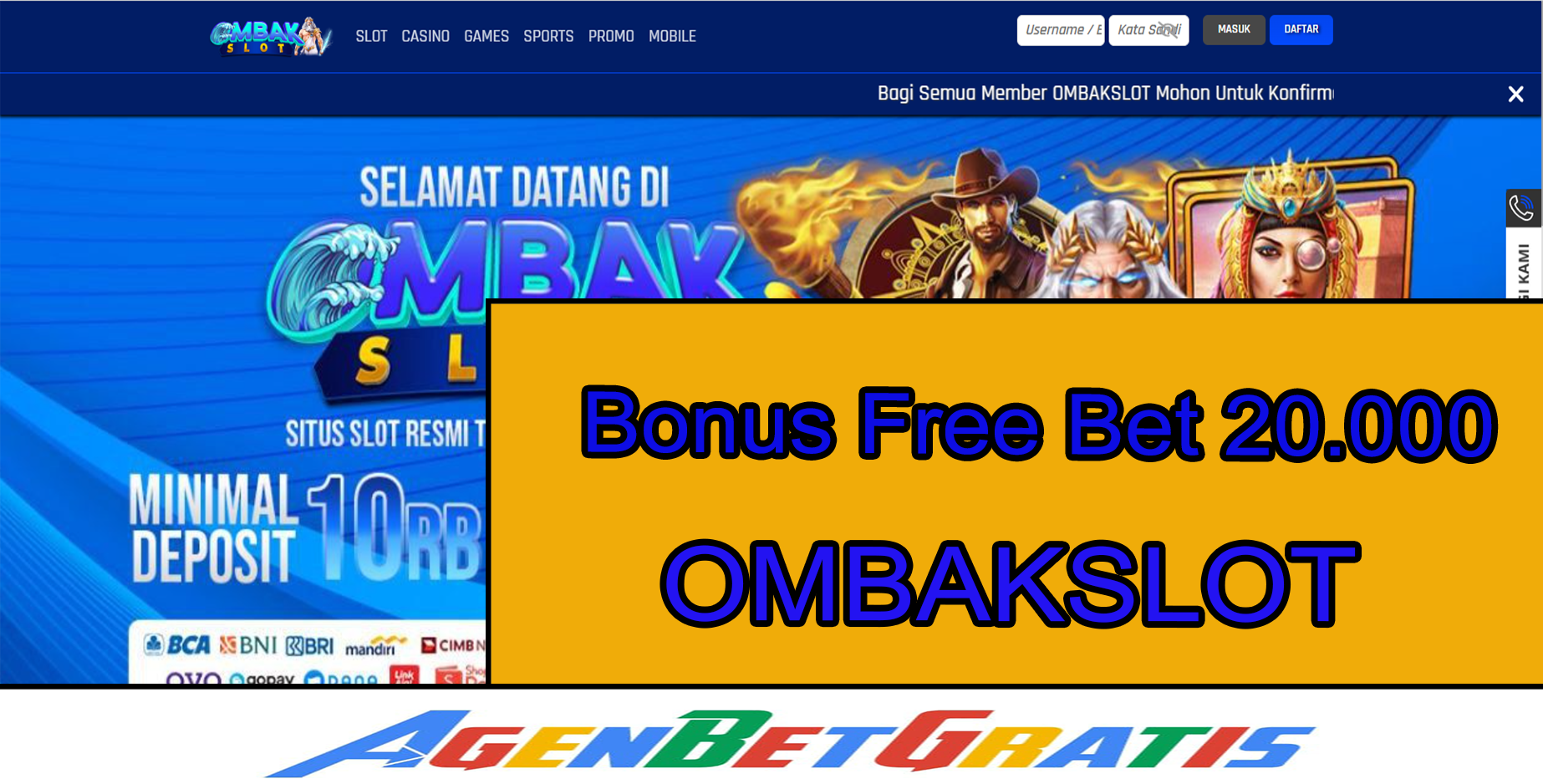 OMBAKSLOT - Bonus FreeBet 20.000