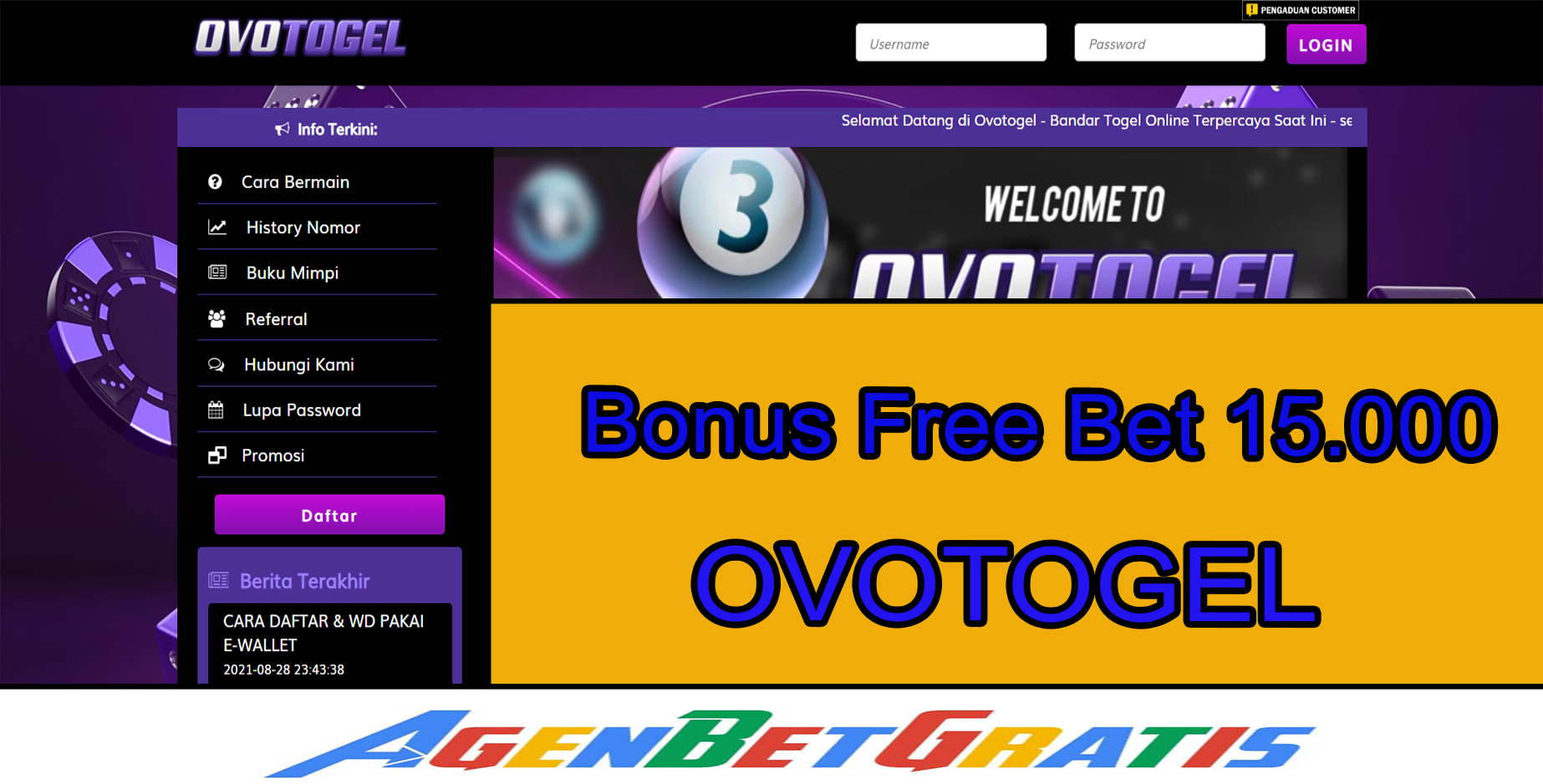 OVOTOGEL - Bonus FreeBet 15.000