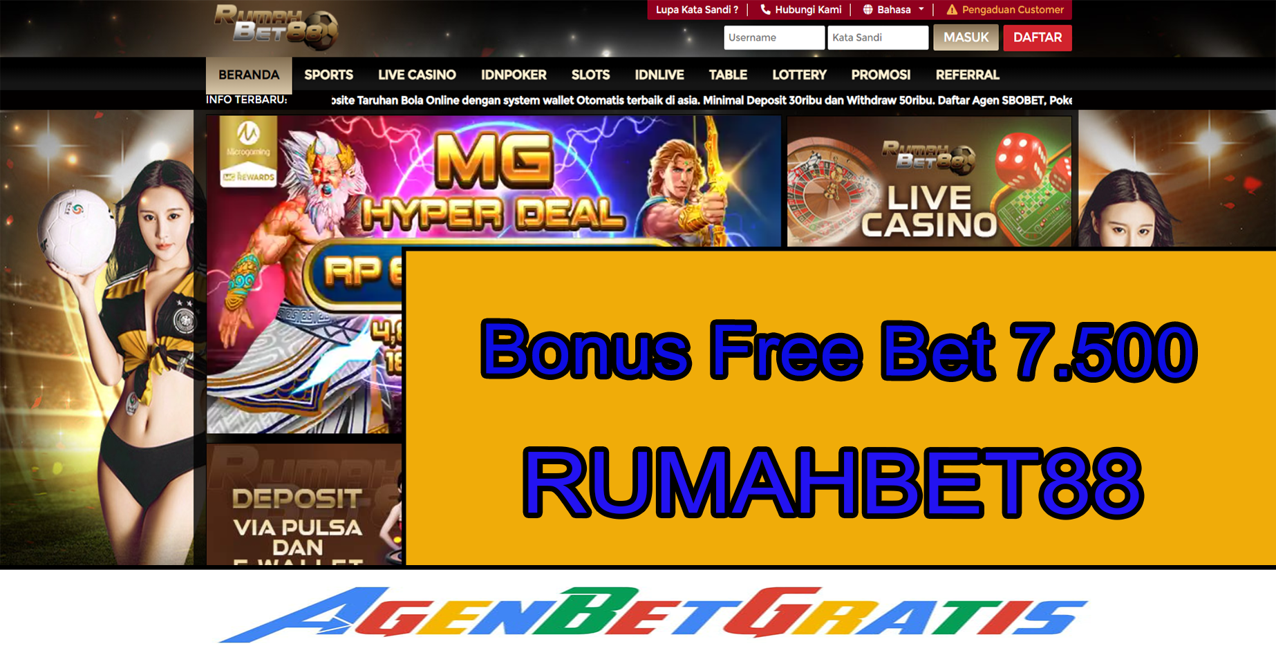 RUMAHBET88  - Bonus FreeBet 7.500